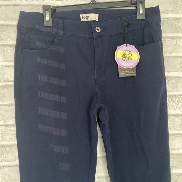 Bebop navy blue khaki wide leg work /uniform pant - Picture 7 of 16